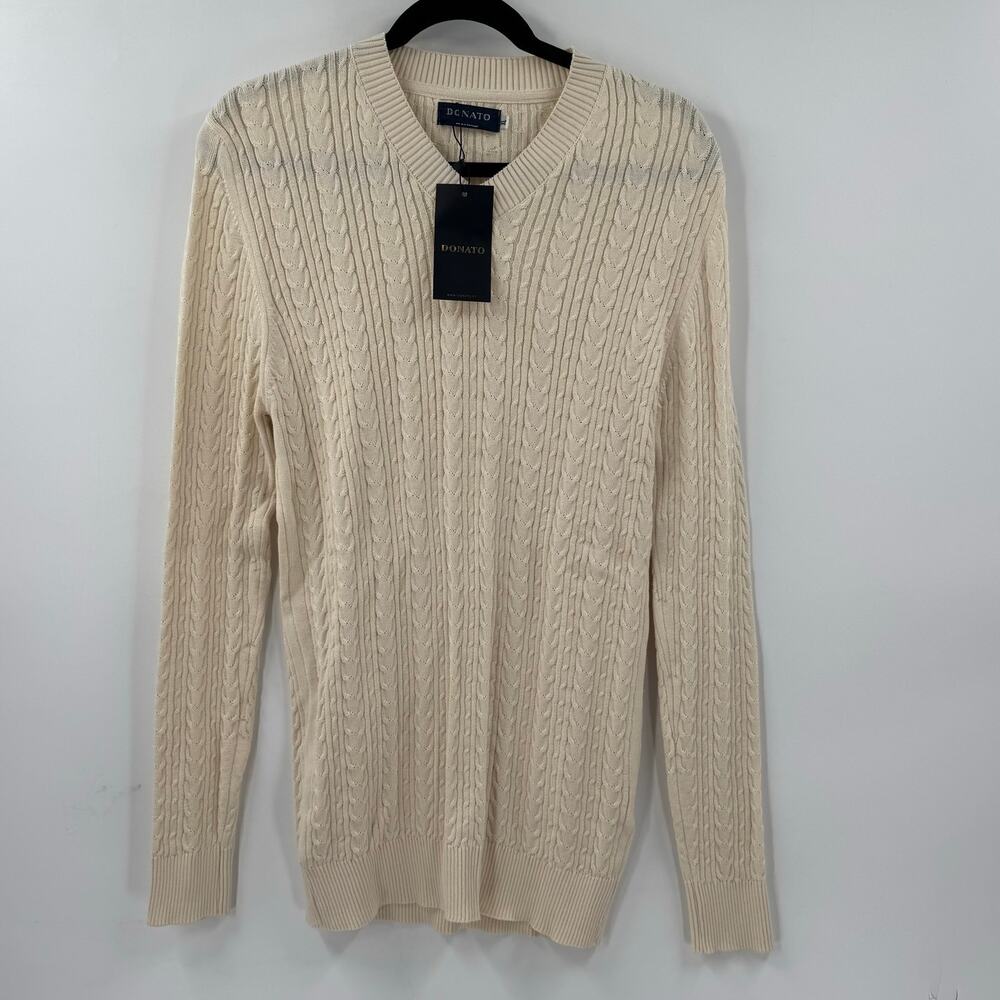 NWT Donato cream cable knot cotton sweater